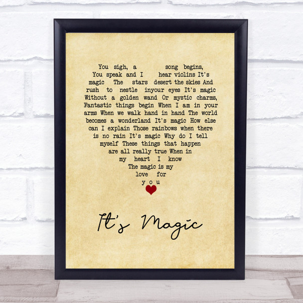 Doris Day It's Magic Vintage Heart Song Lyric Wall Art Print