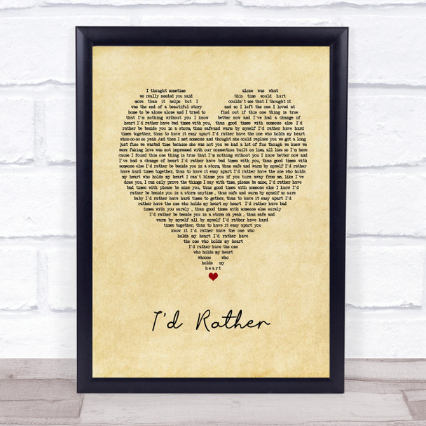 Luther Vandross I'd Rather Vintage Heart Song Lyric Wall Art Print