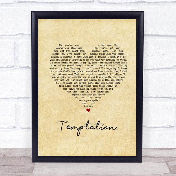 New Order Temptation Vintage Heart Song Lyric Wall Art Print