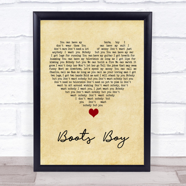 Langhorne Slim Boots Boy Vintage Heart Song Lyric Wall Art Print