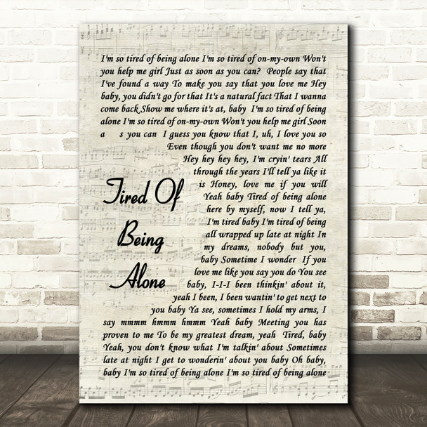 Tired Of Being Alone Al Green Script Quote Song Lyric Print