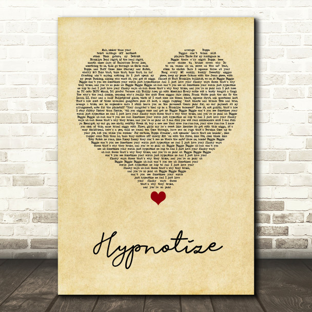 Notorious B.I.G. Hypnotize Vintage Heart Song Lyric Wall Art Print