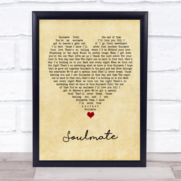 Josh Turner Soulmate Vintage Heart Song Lyric Wall Art Print