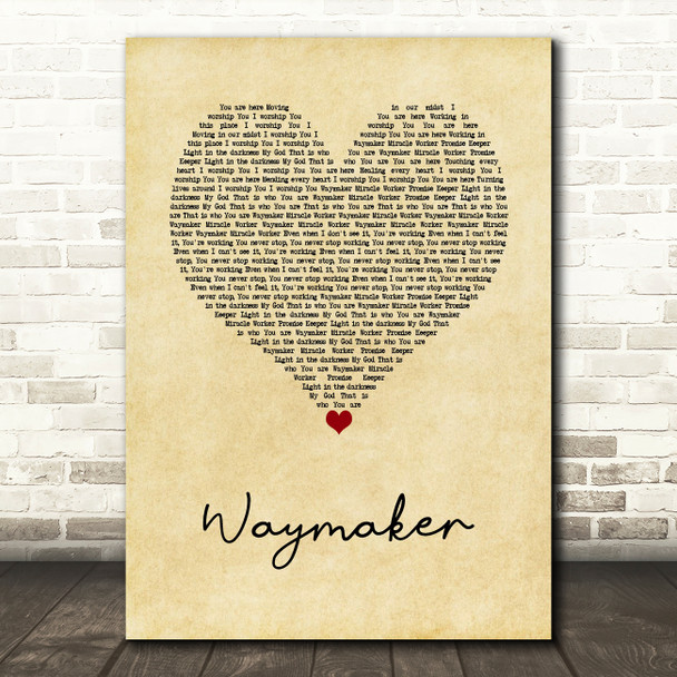 Michael W. Smith Waymaker Vintage Heart Song Lyric Wall Art Print