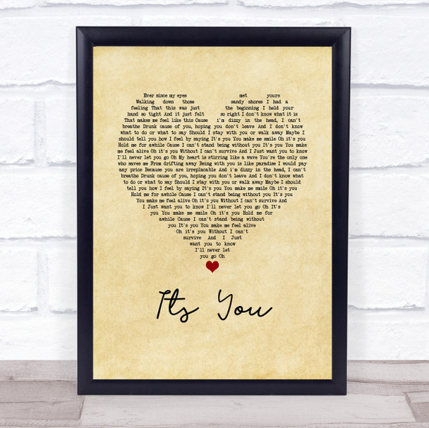 Daniel shaw Its you Vintage Heart Song Lyric Wall Art Print