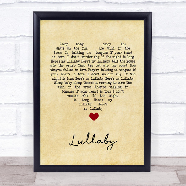 Leonard Cohen Lullaby Vintage Heart Song Lyric Wall Art Print