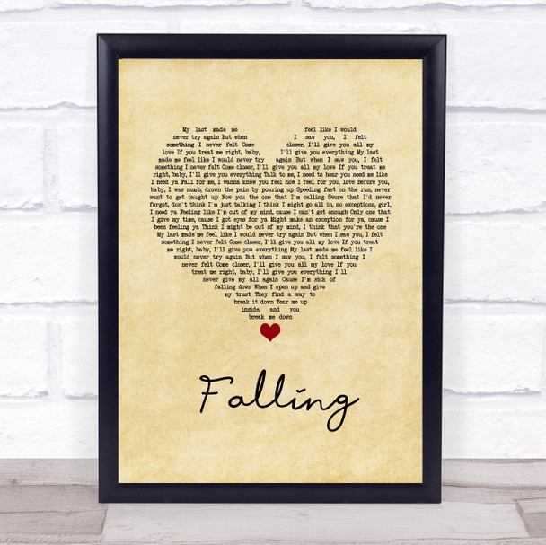 Trevor Daniel Falling Vintage Heart Song Lyric Wall Art Print
