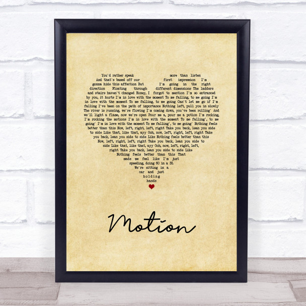 Khalid Motion Vintage Heart Song Lyric Wall Art Print