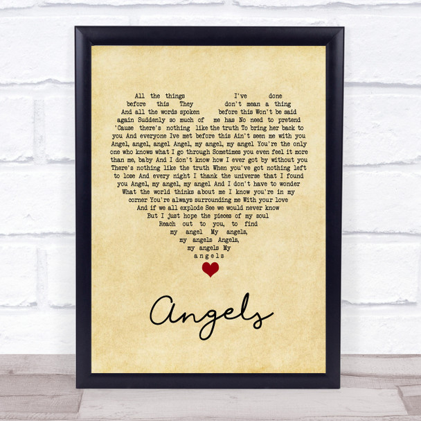 Robin Thicke Angels Vintage Heart Song Lyric Wall Art Print