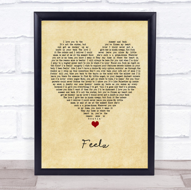 Lil Peep Feelz Vintage Heart Song Lyric Wall Art Print