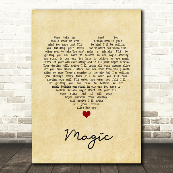 Olivia Newton-John Magic Vintage Heart Song Lyric Wall Art Print