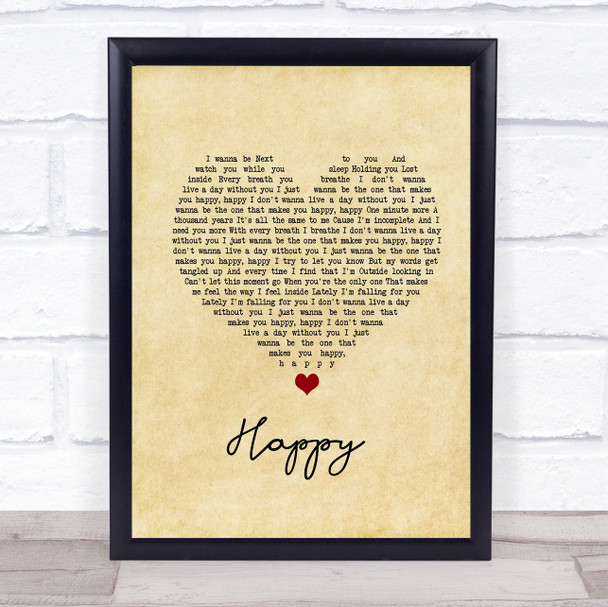 Secrets in Stereo Happy Vintage Heart Song Lyric Wall Art Print