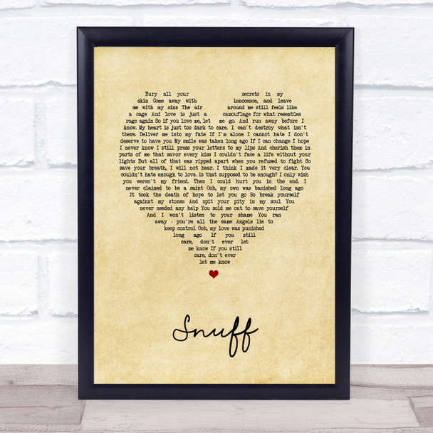 Slipknot Snuff Vintage Heart Song Lyric Wall Art Print