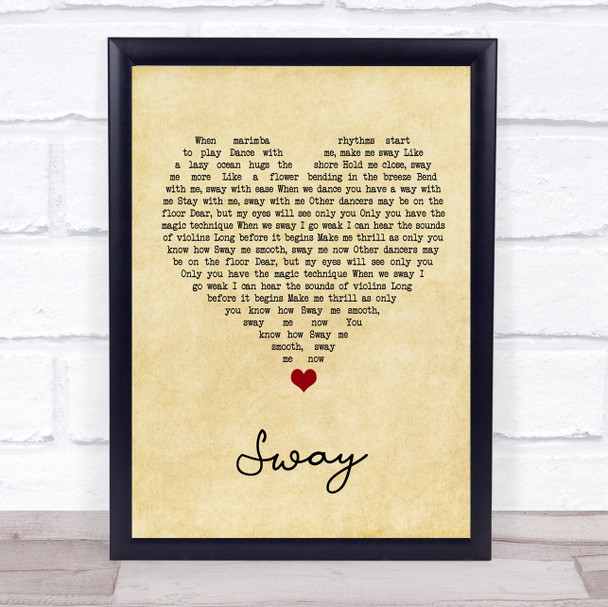 Dean Martin Sway Vintage Heart Song Lyric Wall Art Print