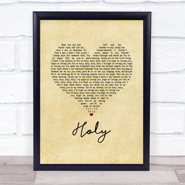 Florida Georgia Line Holy Vintage Heart Song Lyric Wall Art Print