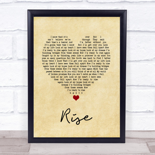 Gabrielle Rise Vintage Heart Song Lyric Wall Art Print