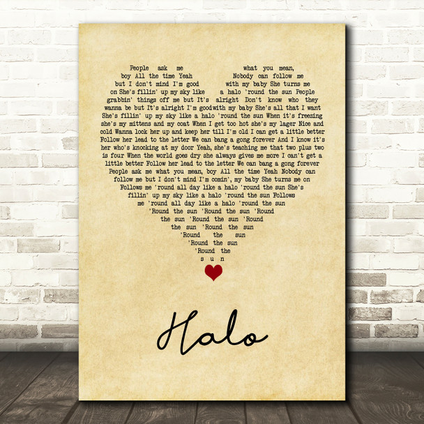 Liam Gallagher Halo Vintage Heart Song Lyric Wall Art Print