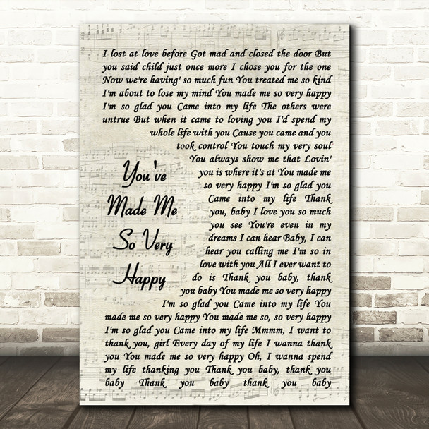 Blood, Sweat & Tears You've Made Me So Very Happy Vintage Script Song Lyric Wall Art Print