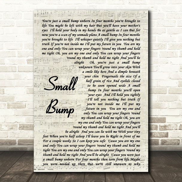 Ed Sheeran Small Bump Quote Song Lyric Print