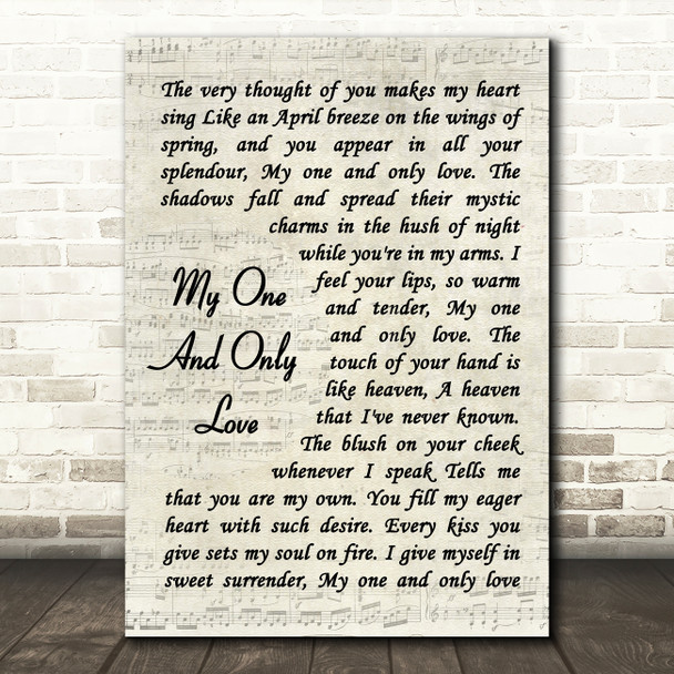 Sting My one and only love Vintage Script Song Lyric Wall Art Print