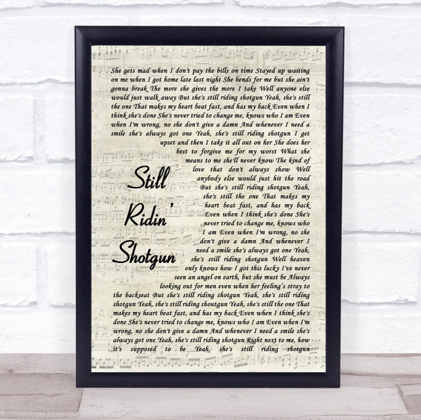 Tyler Wood Still Ridin Shotgun Vintage Script Song Lyric Wall Art Print