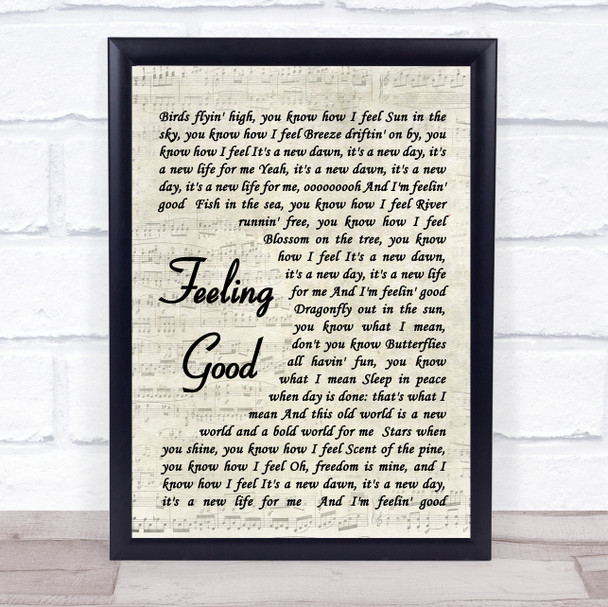 Feeling Good Nina Simone Song Lyric Vintage Script Quote Print