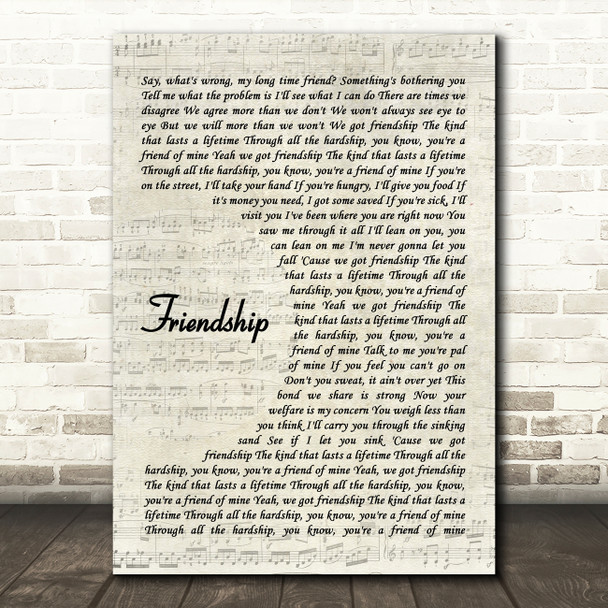 Chris Stapleton Friendship Vintage Script Song Lyric Wall Art Print