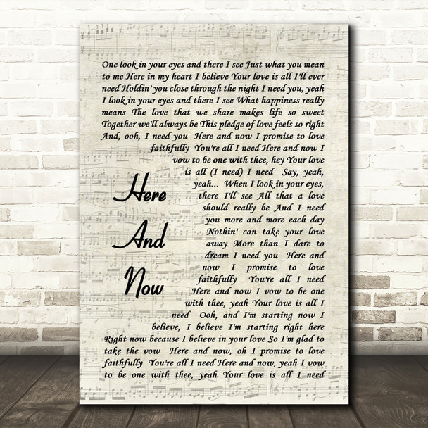 Here And Now Luther Vandross Song Lyric Vintage Script Quote Print