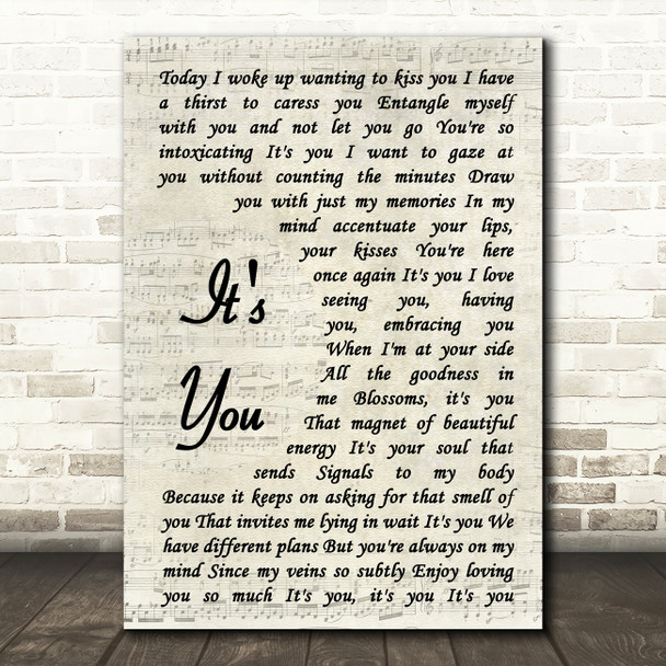 Carla Morrison It's You Vintage Script Song Lyric Wall Art Print