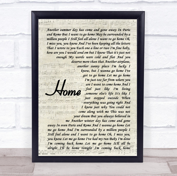 Blake Shelton Home Vintage Script Song Lyric Wall Art Print