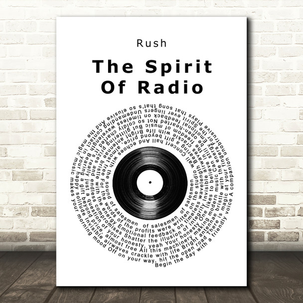 Rush The Spirit Of Radio Vinyl Record Song Lyric Wall Art Print