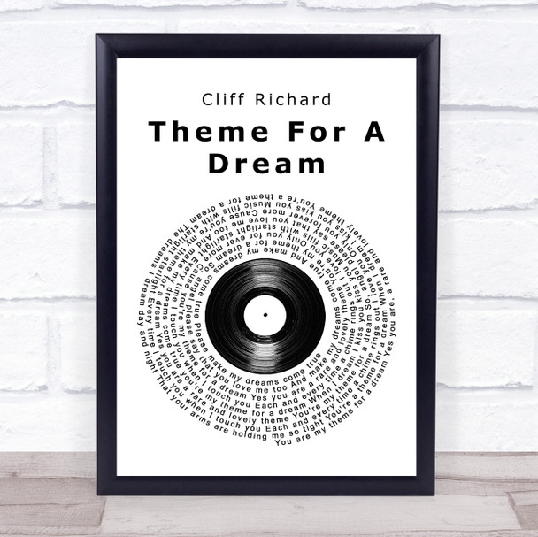 Cliff Richard Theme For A Dream Vinyl Record Song Lyric Wall Art Print