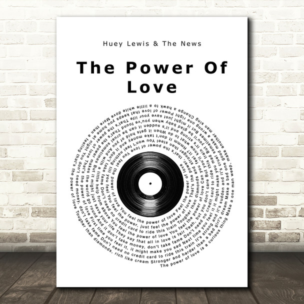 Huey Lewis & The News The Power Of Love Vinyl Record Song Lyric Wall Art Print