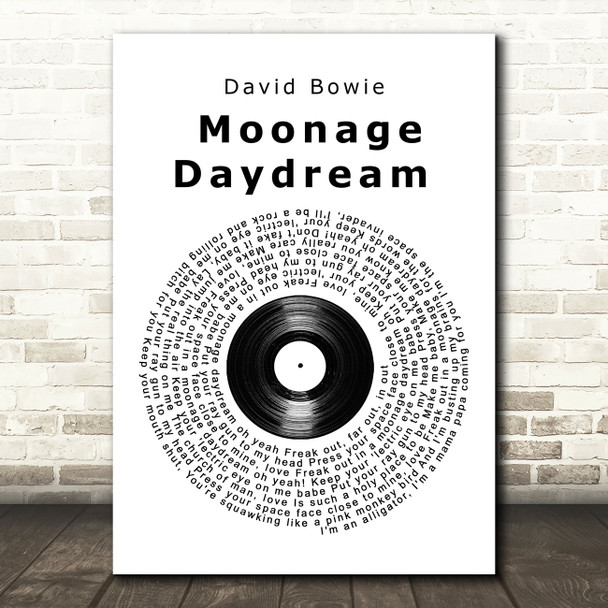 David Bowie Moonage Daydream Vinyl Record Song Lyric Wall Art Print