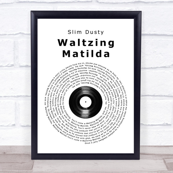 Slim Dusty Waltzing Matilda Vinyl Record Song Lyric Wall Art Print