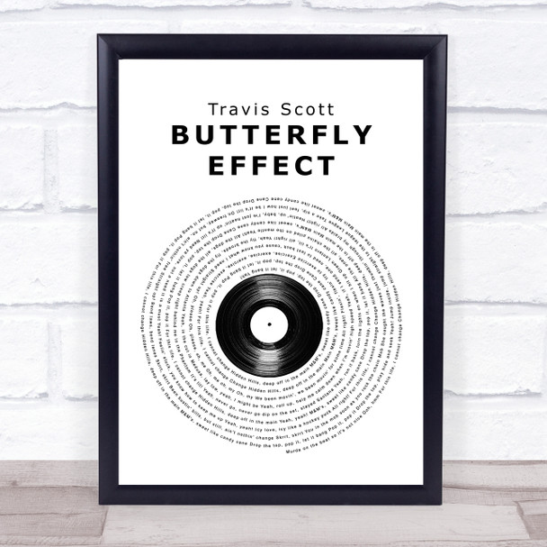 Travis Scott BUTTERFLY EFFECT Vinyl Record Song Lyric Wall Art Print