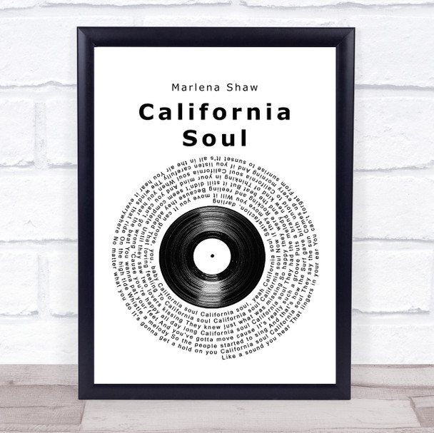 Marlena Shaw California Soul Vinyl Record Song Lyric Wall Art Print