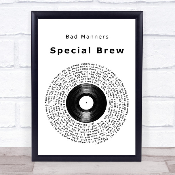 Bad Manners Special Brew Vinyl Record Song Lyric Wall Art Print