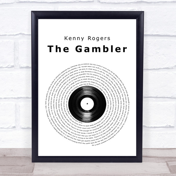 Kenny Rogers The Gambler Vinyl Record Song Lyric Wall Art Print