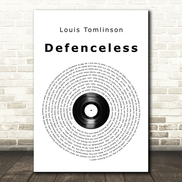 Louis Tomlinson Defenceless Vinyl Record Song Lyric Wall Art Print