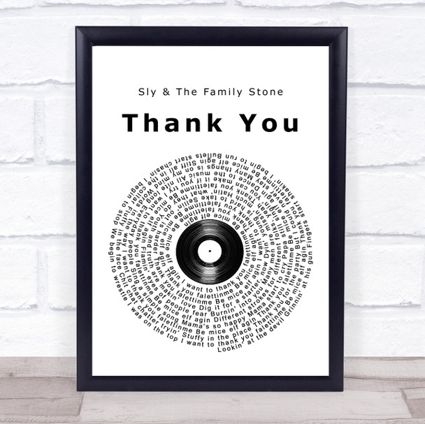 Sly & The Family Stone Thank You Vinyl Record Song Lyric Wall Art Print