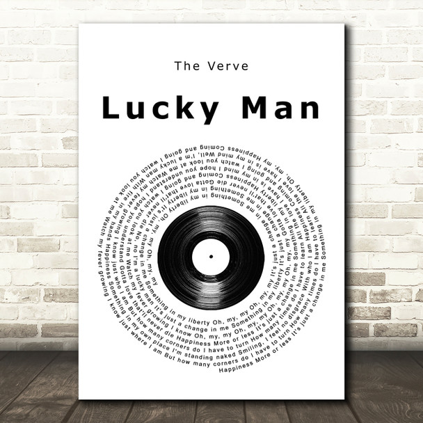 The Verve Lucky Man Vinyl Record Song Lyric Wall Art Print
