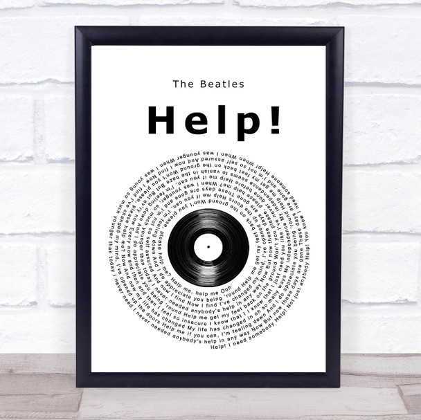 The Beatles Help! Vinyl Record Song Lyric Wall Art Print