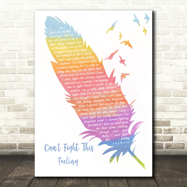 Bastille Can't Fight This Feeling Watercolour Feather & Birds Song Lyric Wall Art Print