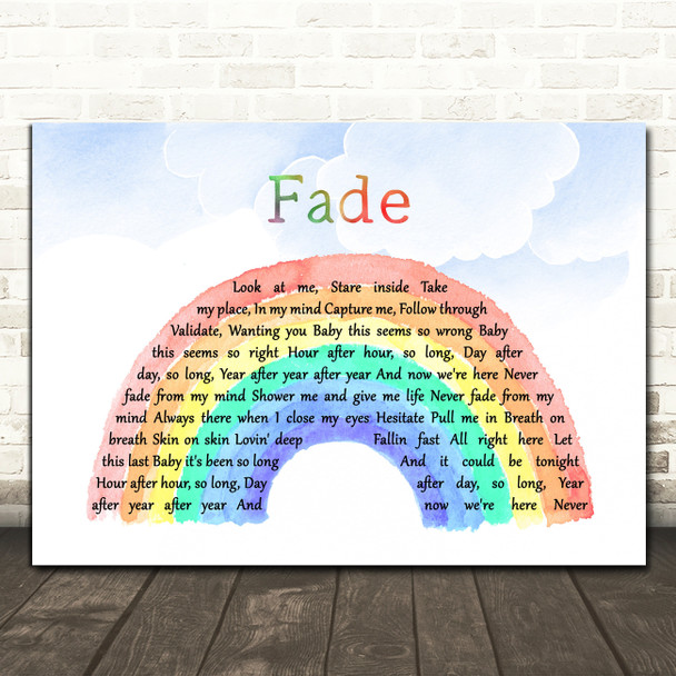 Solu Music Fade Watercolour Rainbow & Clouds Song Lyric Wall Art Print
