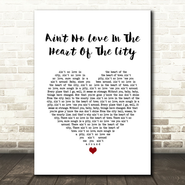 Paul Weller Ain't No Love In The Heart Of The City White Heart Song Lyric Wall Art Print