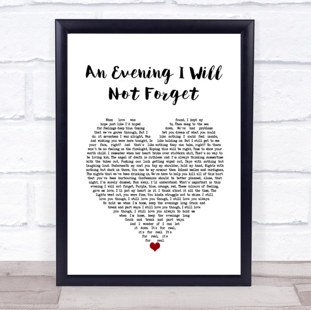 Dermot Kennedy An Evening I Will Not Forget White Heart Song Lyric Wall Art Print