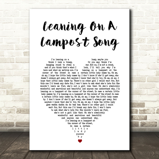 George Formby Leaning On A Lampost Song White Heart Song Lyric Wall Art Print