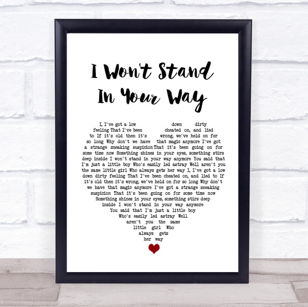 Stray Cats I Won't Stand In Your Way White Heart Song Lyric Wall Art Print