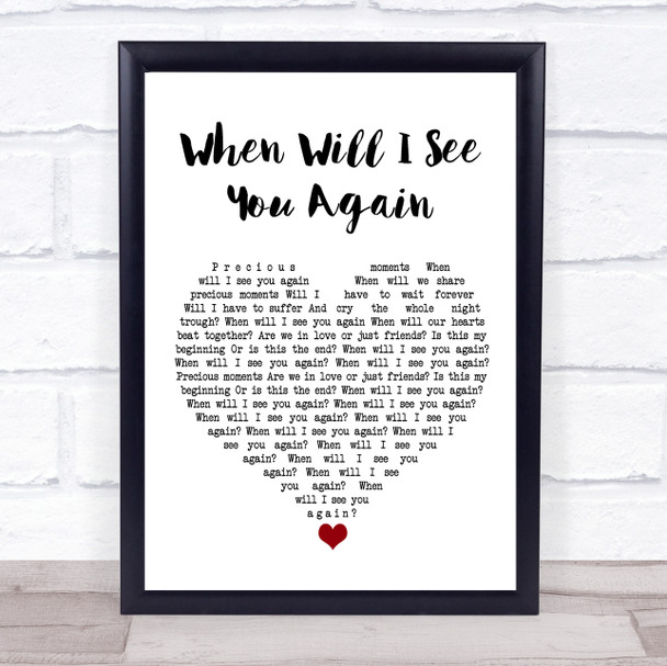 The Three Degrees When Will I See You Again White Heart Song Lyric Wall Art Print